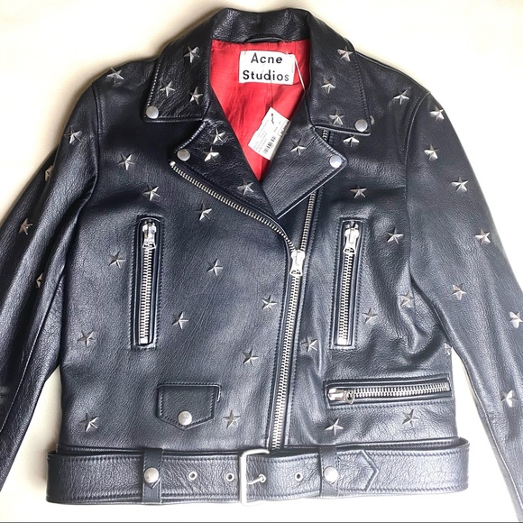 NEW Acne Studios Moto Studded Star Leather Jacket - Picture 4 of 10